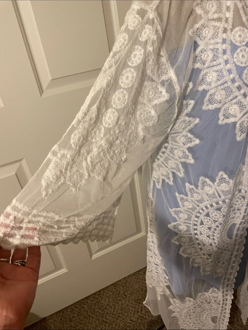 RACHEL ZOE Delicate White Lace Sheer Duster - Layering Kimono One  Sz fits All